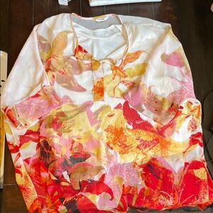 TanJay Women's Blouse with Red and Yellow Accents